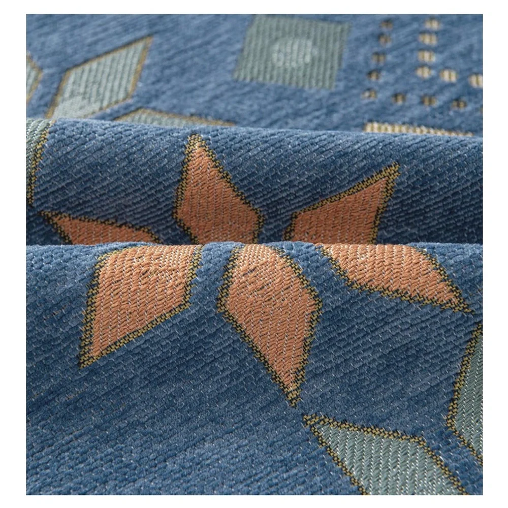 Blue Geometric Sofa Cover